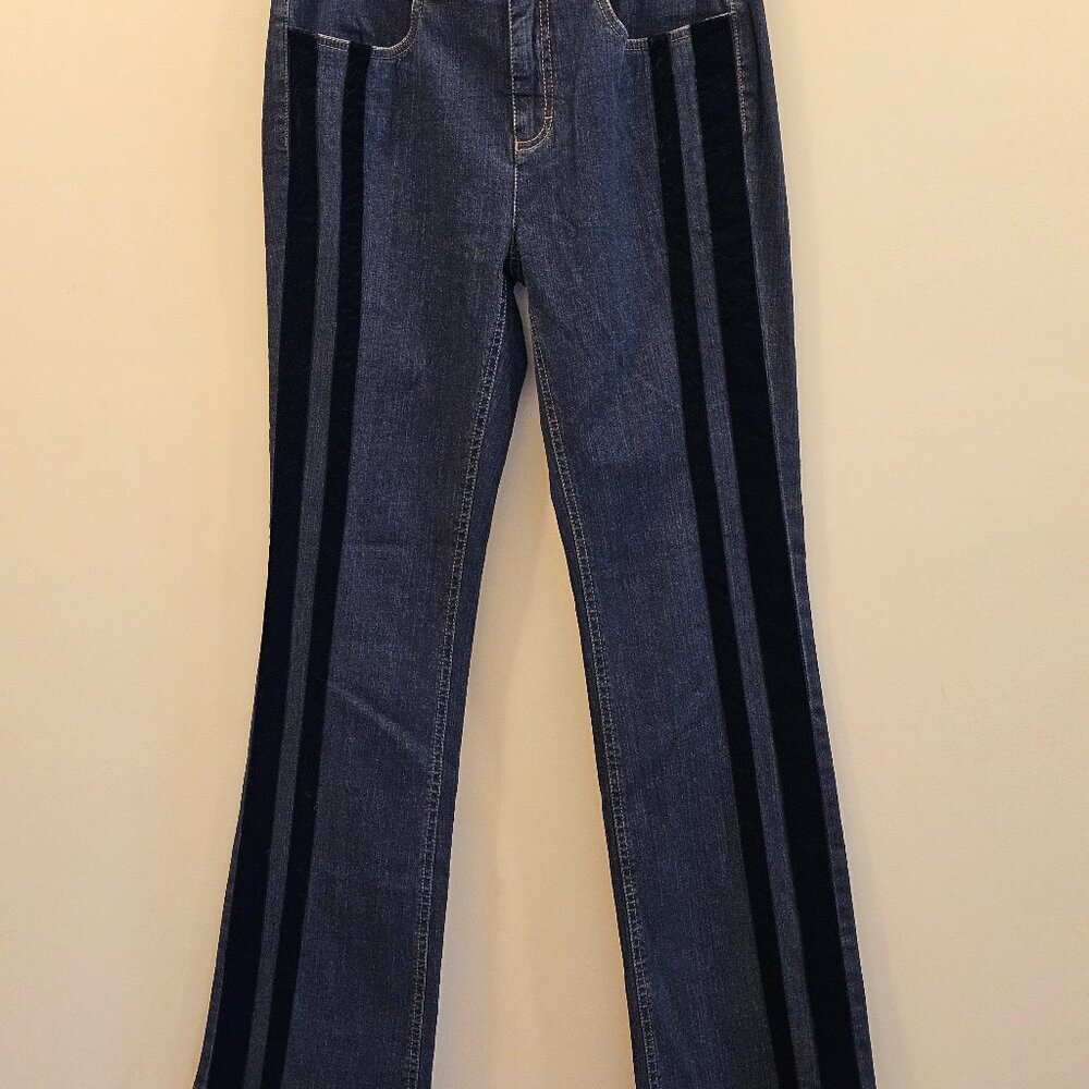 Women's Doncaster Sport Jeans Blue with Black Velvet Stripe Flared Leg Size‎ 6